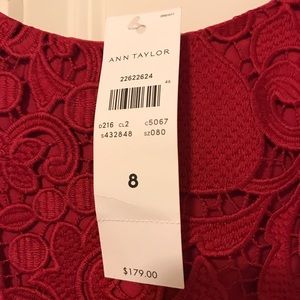 Ann Taylor Size 8 red lace sheath sleeveless dress